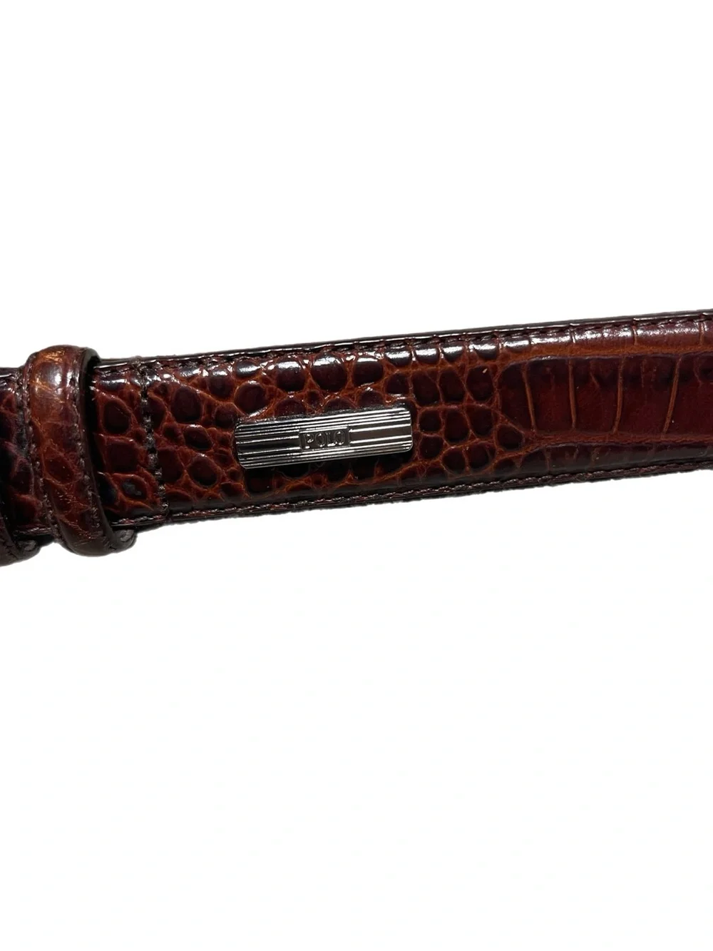 Vintage Polo Ralph Lauren Cognac Brown Croc Italian Leather Men’s Belt